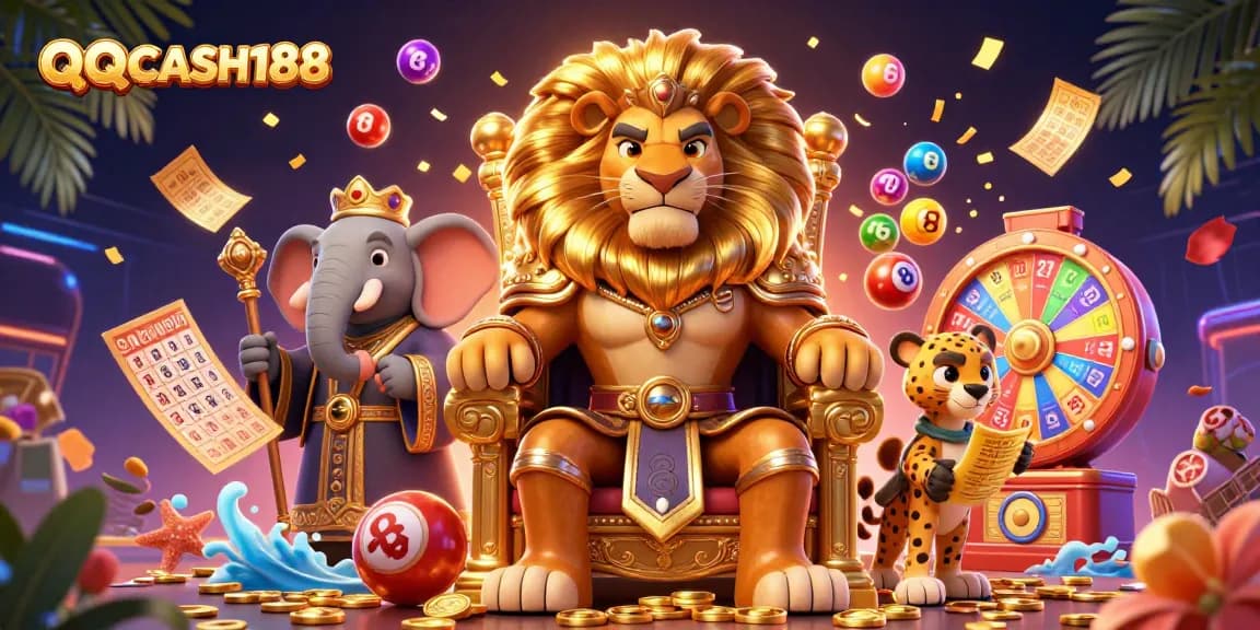 Experience thrilling gaming with QQCASH188's vibrant 3D casino scene of action and luck.