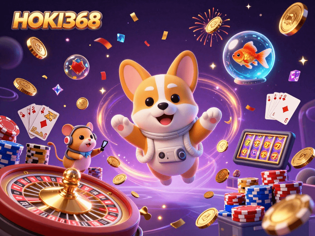 Experience thrilling gameplay at HOKI368 casino with vibrant characters and dynamic elements.