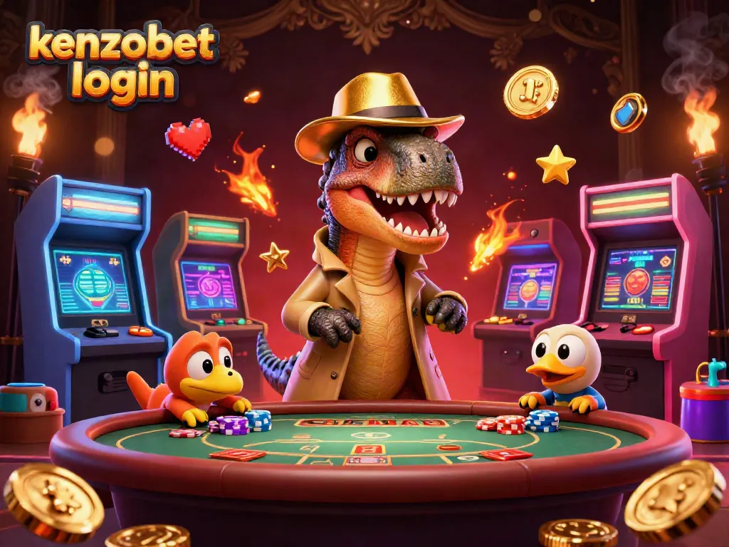Experience the thrill of kenzobet login with animated characters at a vibrant casino.