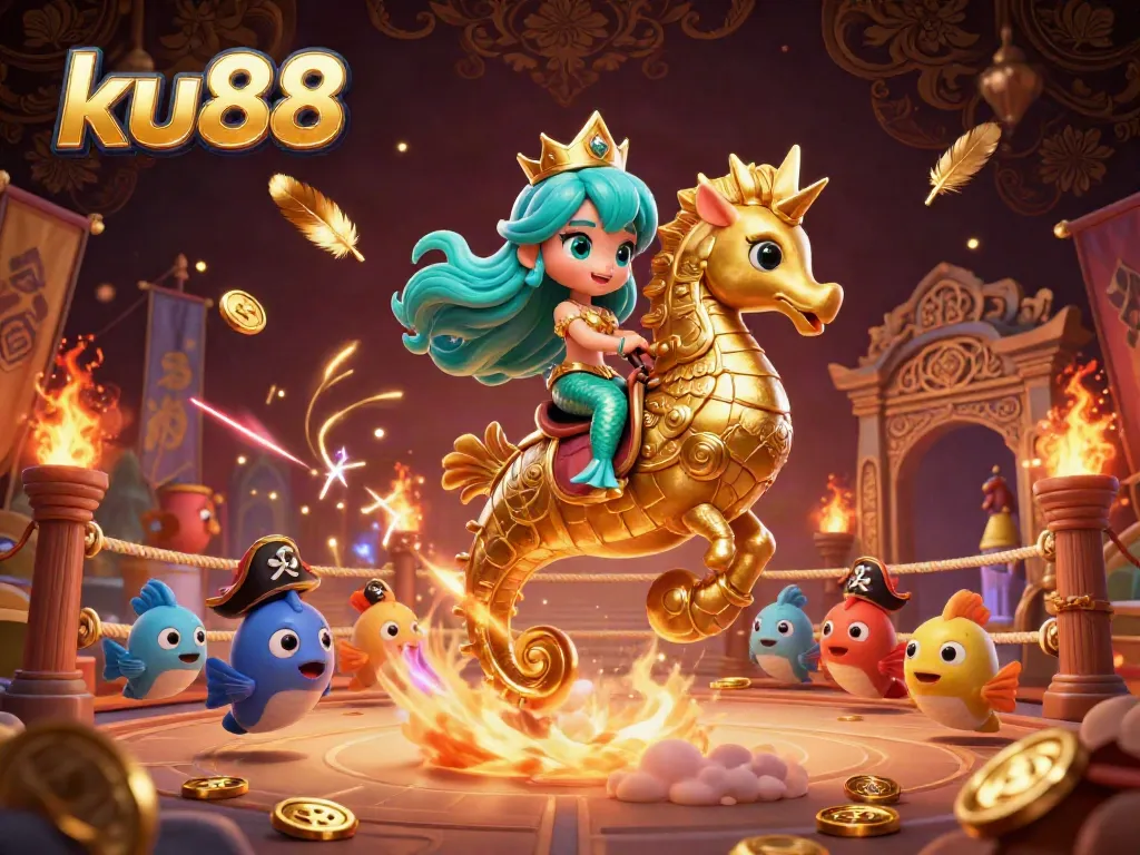 Engage in top-notch gaming experiences at ku88 featuring a mermaid princess in a vibrant underwater casino.