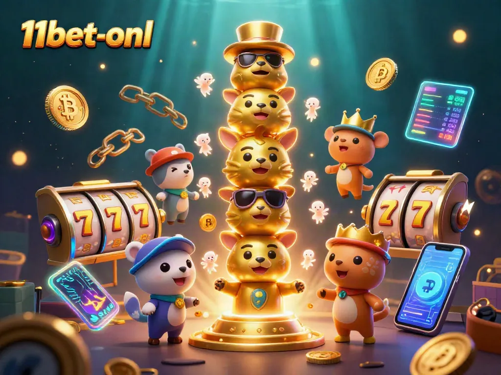 Engage with games at 11bet-onl, surrounded by lively casino elements and cryptocurrencies.