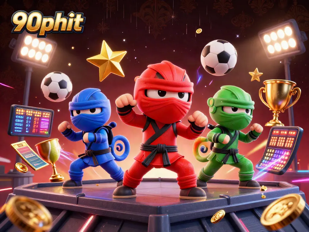 Bet on thrilling matches with 90phut as the ninja chameleons summon the excitement of the game!