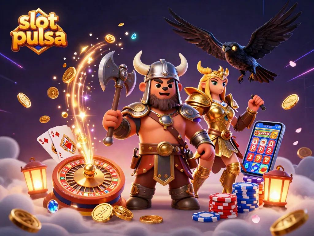Engage with exciting slot pulsa games featuring dynamic 3D characters and vibrant casino elements.