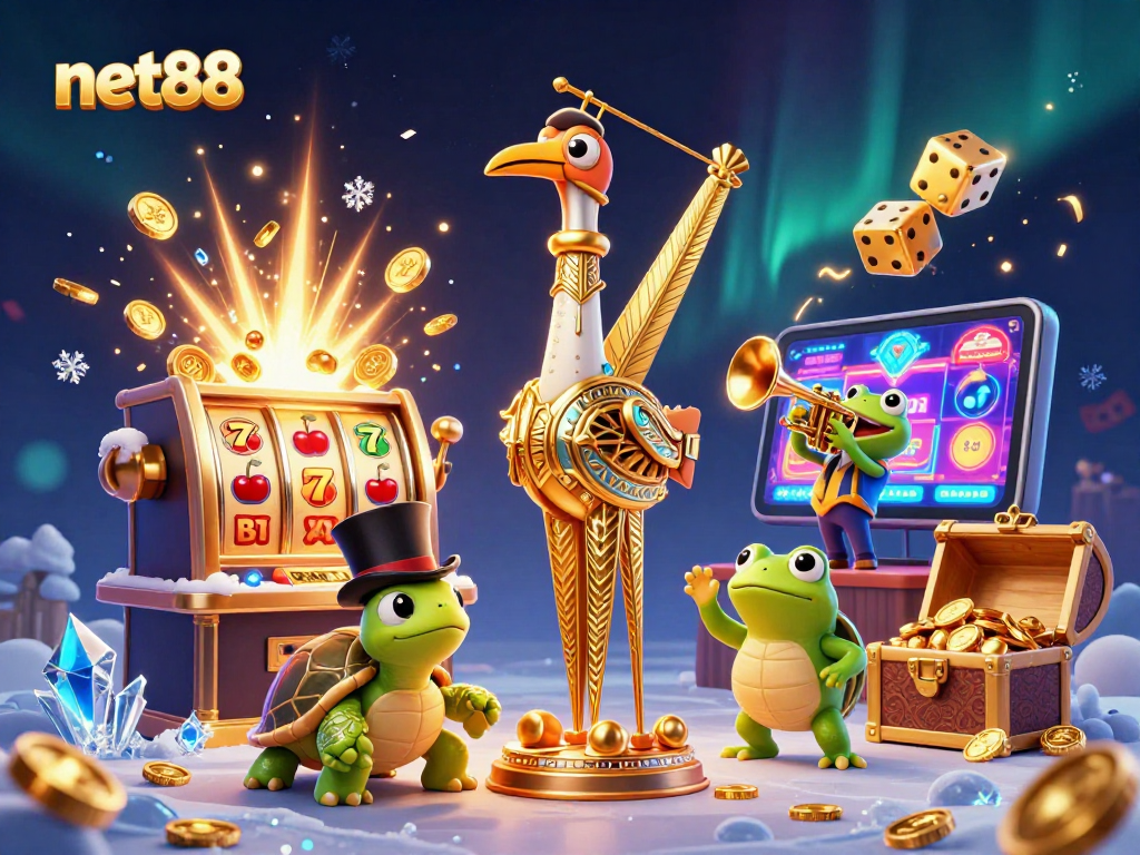 Engage with net88 as a slot machine bursts with winnings at a vibrant casino speakeasy.