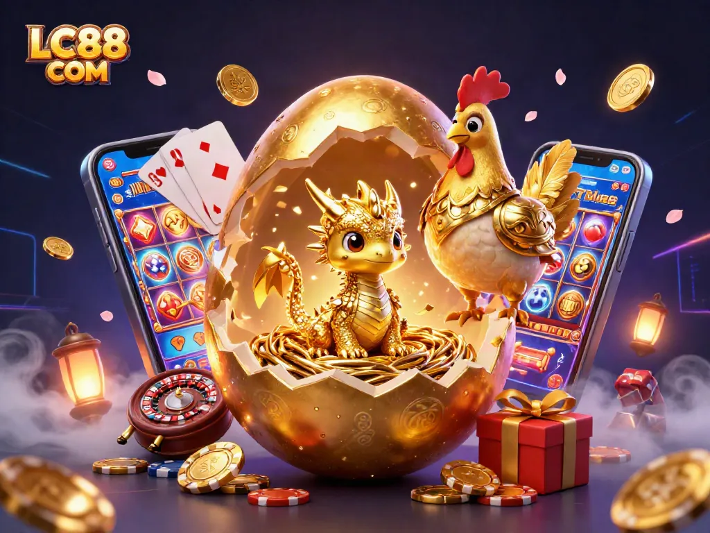 Experience winning moments with LC88 COM's dynamic gaming scene featuring rich slot elements.